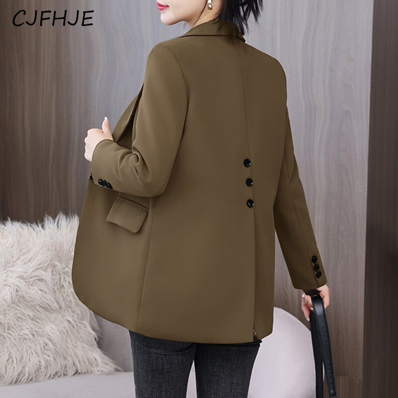 CJFHJE-abrigo de traje informal dividido para mujer, Top de manga larga de Color sólido, moda coreana suelta, un botón, primavera y otoño, nuevo