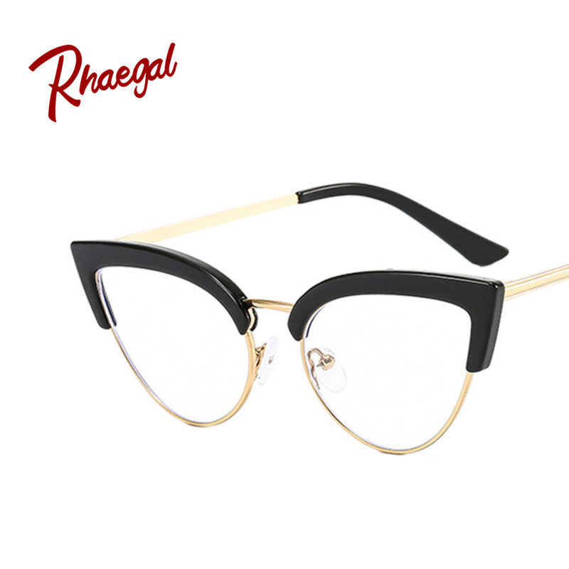 Rhaegal Cat's eye half-rim eyeglasses frames dazzle color concave styling personalized anti-blue light flat lenses