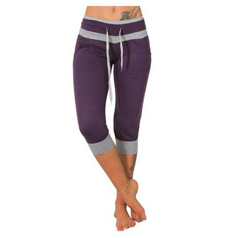 Zomer Dames Sport Shorts Kuit-Lengte Broek Capri Pant Vrouwen Fitness Yoga Gym Hoge Taille Leggins Sport Leggings Activewear