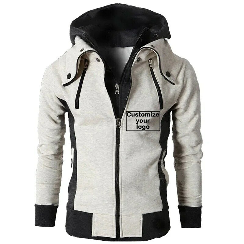 Men's Fashion High Collar Warm Four Zipper Jackets Customize Your Logo Zipper Hoodie Jackets Outdoor Sports Hoodie Jackets