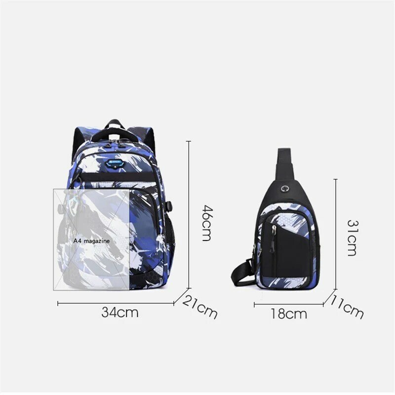 2 pcs set Football print School Bag With Chest Bag Students Boys Girls School bag new pattern schoolbags fashion Backpack