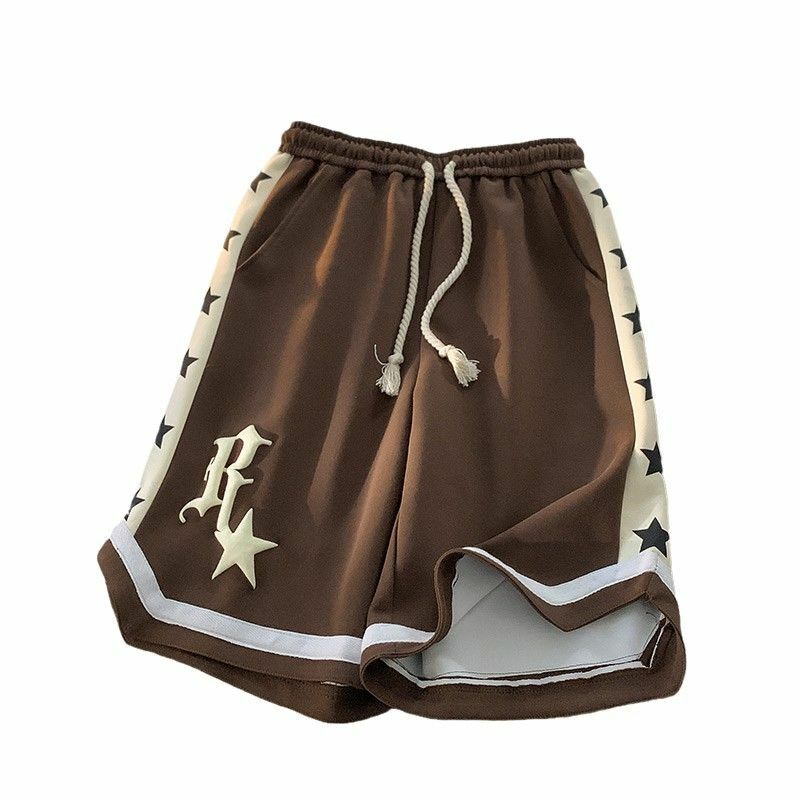 2024 New Harajuku Retro Star Print Shorts for Men Female Casual Couple Versatile Gym Basketball Shorts Fashion Streetwear Pants
