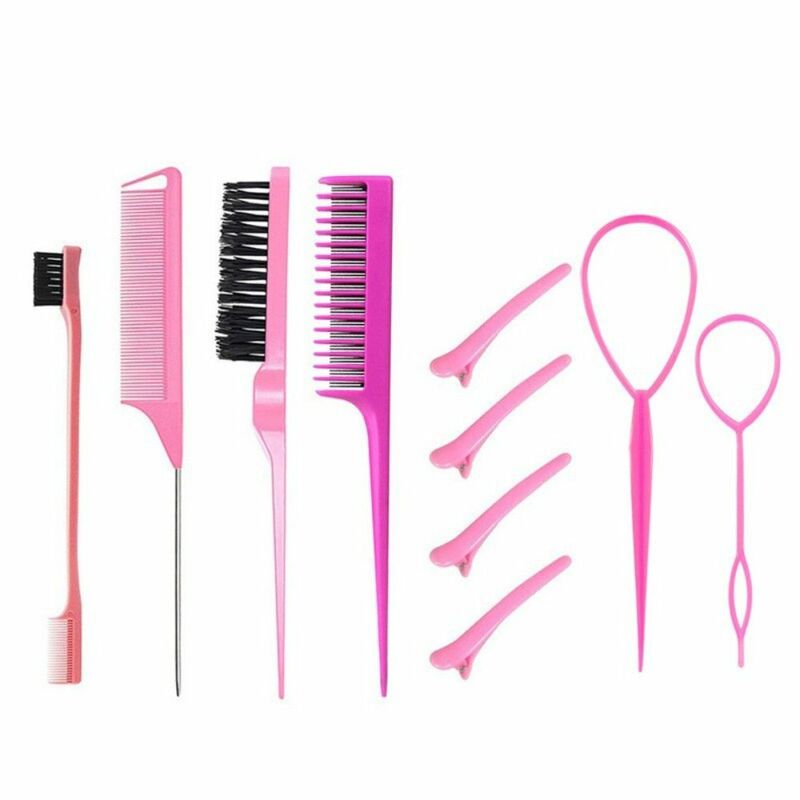 Conjunto de pente de plástico para cabelo, acessórios para cabelo, escova de borda tripla, ferramentas cauda, cauda de rato, novo, 10pcs