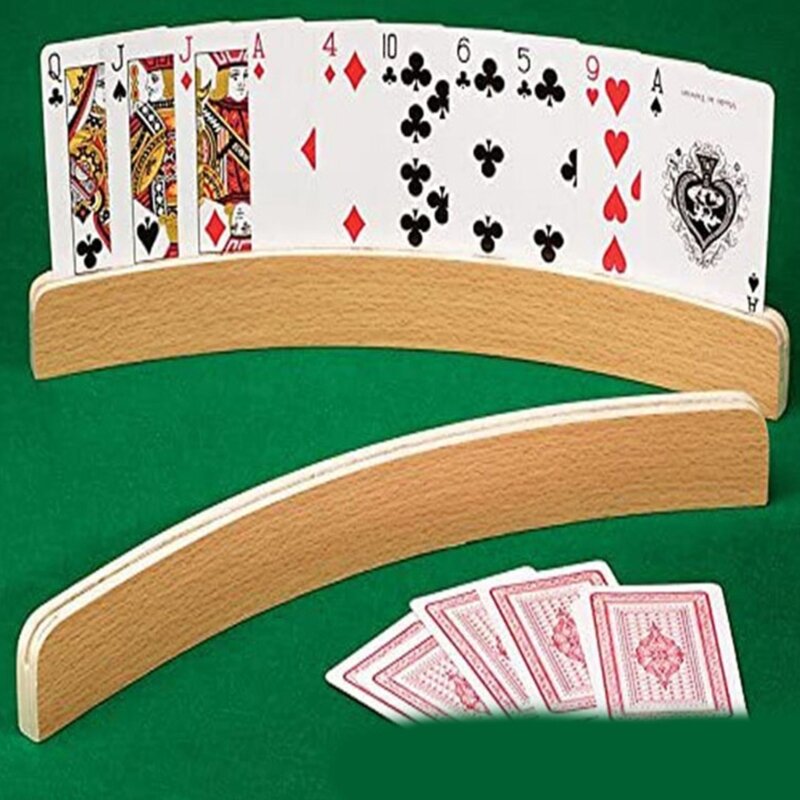 Support porte-cartes en bois, 2 pièces, idéal pour les enfants les personnes âgées, porte-cartes jeu table, Base