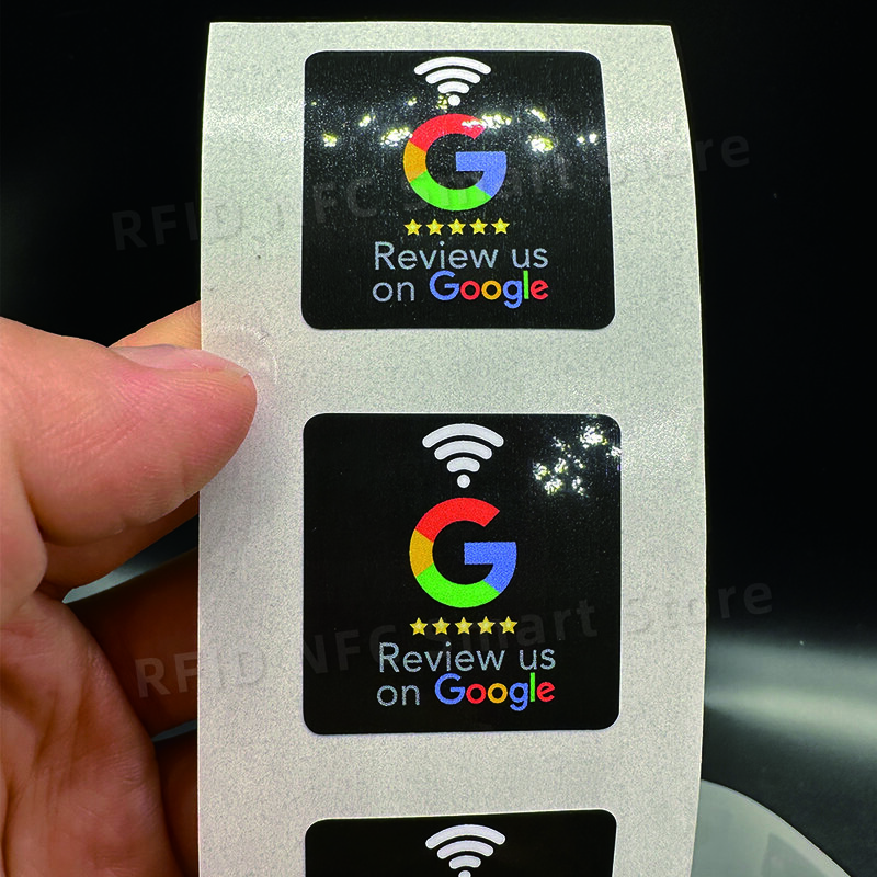 Stiker ulasan Google tahan air 30mm 504Bytes NFC215 Chip NFC ketuk ulasan stiker ulasan kami di Google stiker tag NFC