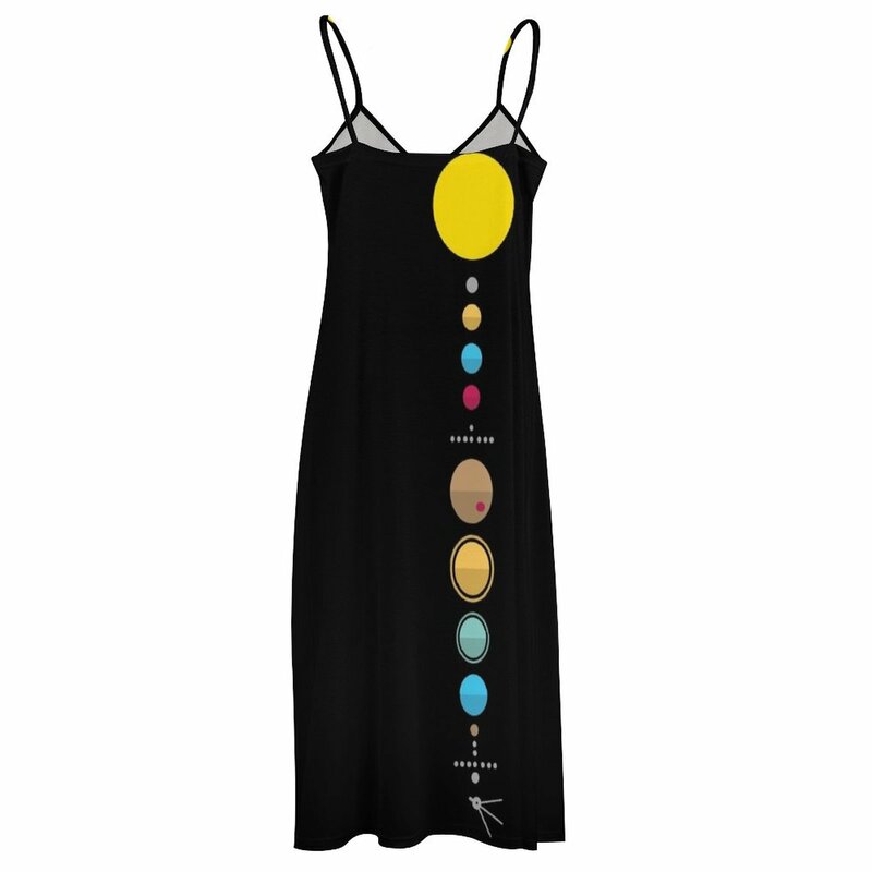 Vestido sem mangas com sistema solar para as mulheres