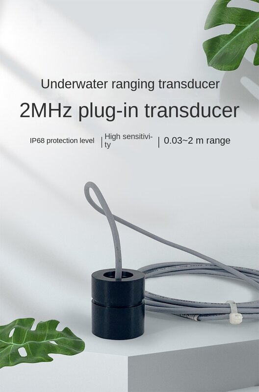 Transdutor ultrassônico do fluwmeter, transdutor de encaixe, sonda de escala subaquática, DYW-2M-01E, 2MHz
