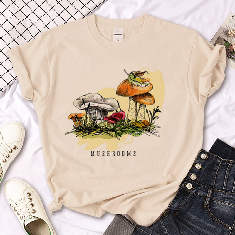 Camiseta gráfica de cogumelo feminino, Anime Manga, Roupas de menina