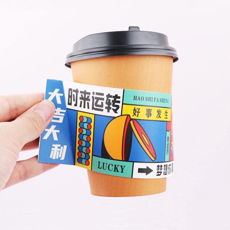Cetakan produk kustom logo lengan kopi kustom pemasok pemegang lengan cangkir kertas sekali pakai