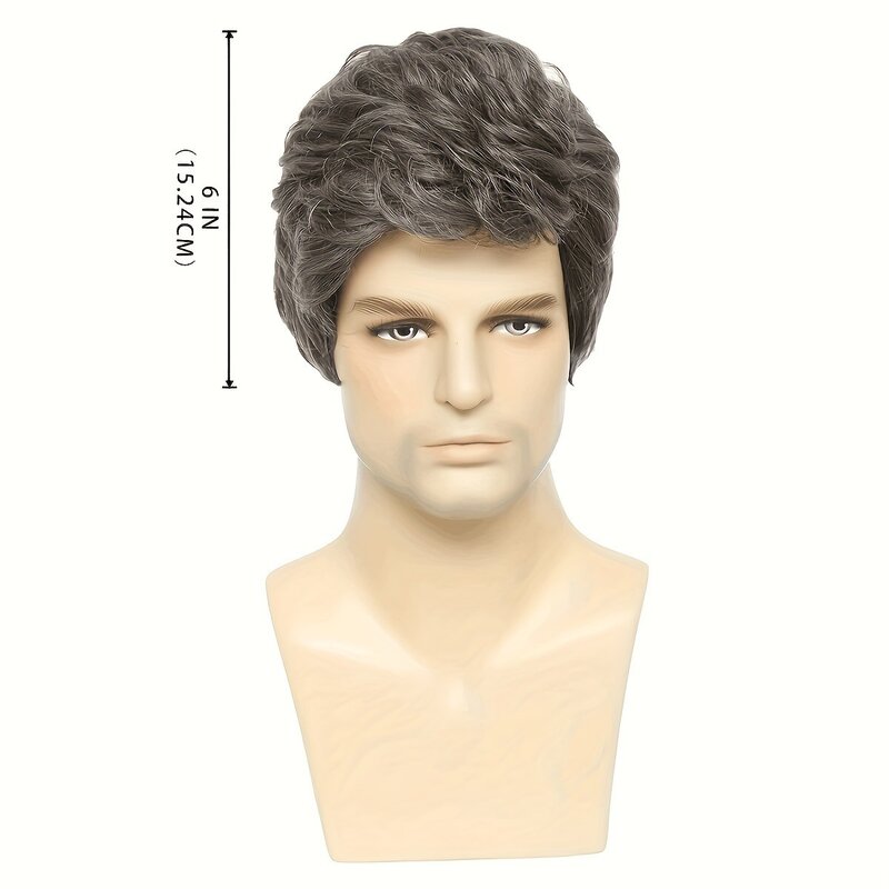 Men Wigs Short Hair Synthetic Taupe Brown Wigs with Bangs Fashion Short Haircuts Male Wig Cosplay Daily