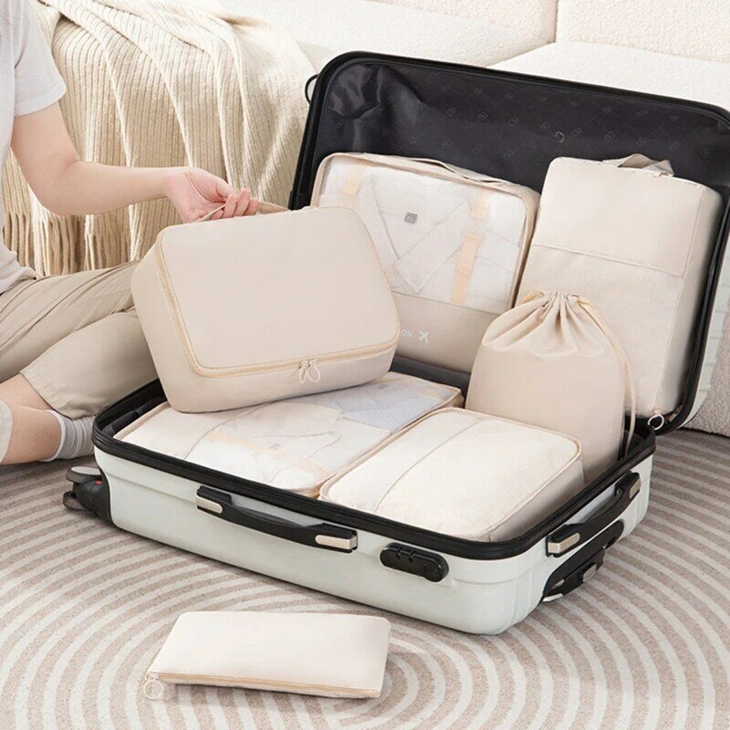 7-teiliges Set Set Reise veranstalter Aufbewahrung taschen Koffer Verpackungs würfel Fälle tragbare Garderobe Gepäck Kleidung Schuh beutel falten