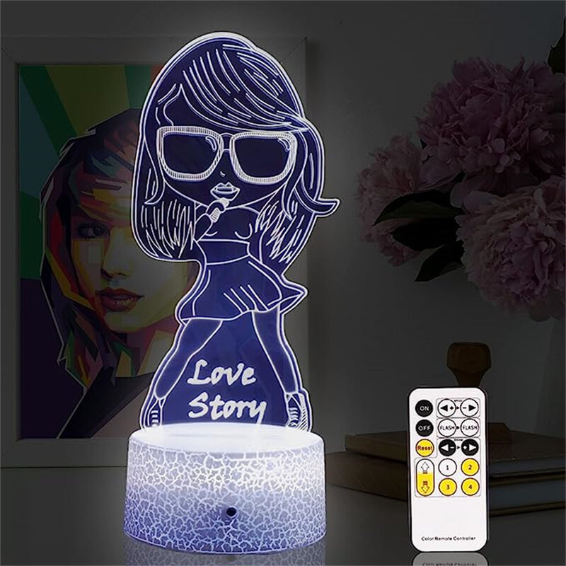 TS 3D Illusion Night Light Table Lamp for Music Party Supplies TS Fans Merch Night Lamp with 16 Color Change Gift Decor Souvenir