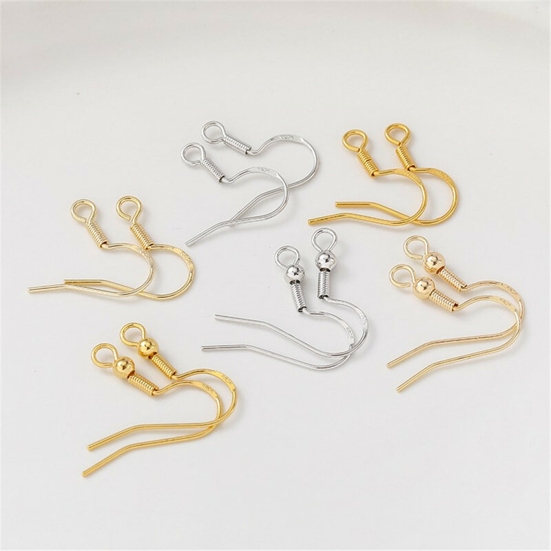 14K Gold Engraved 925 Spring Ear Hook Handmade DIY Making Earrings Jewelry Materials Accessories E032