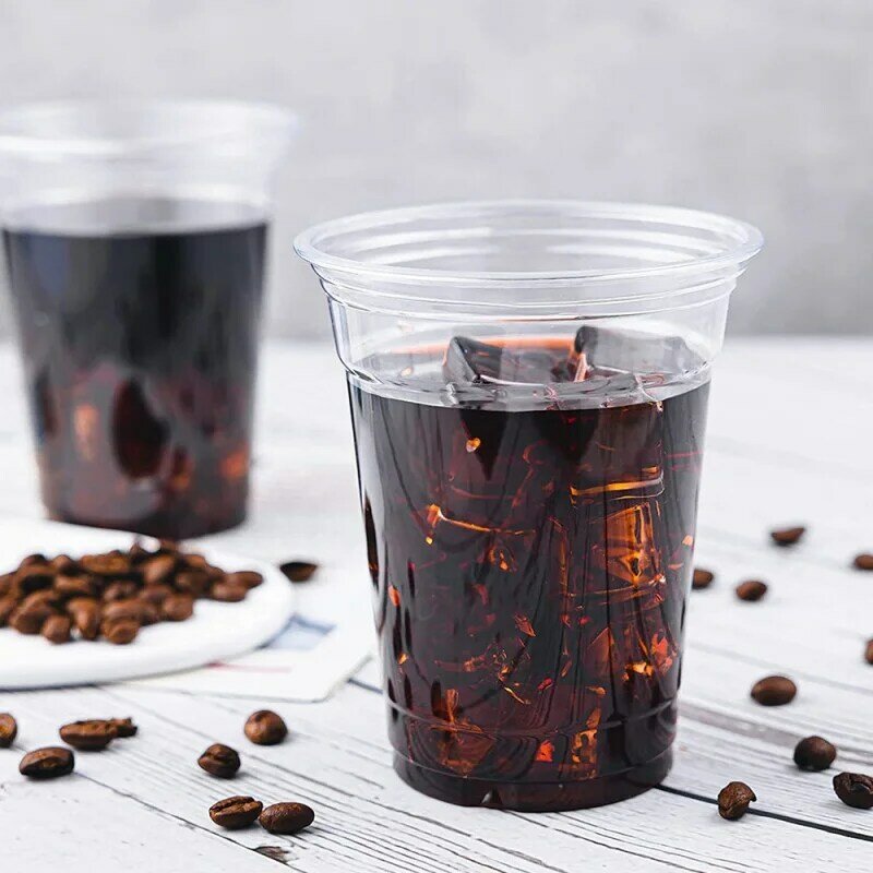 Vasos de plástico con tapas para beber, vasos desechables para té y café, venta directa de fábrica, producto personalizado