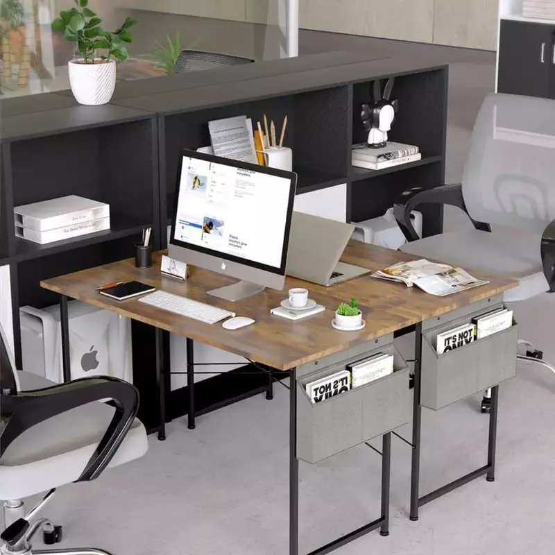 Schreibtisch, moderner minimalisti scher PC-Schreibtisch mit Aufbewahrung tasche, 40 Zoll, brauner/40 Zoll Schreibtisch