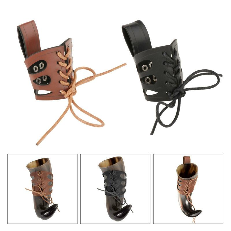Horn Shape Cup Mug Case Practical Durable Horn Cup Sleeve Holsters Belt Rustic Viking Belt Attachment Coffee Cup Holder Hanger