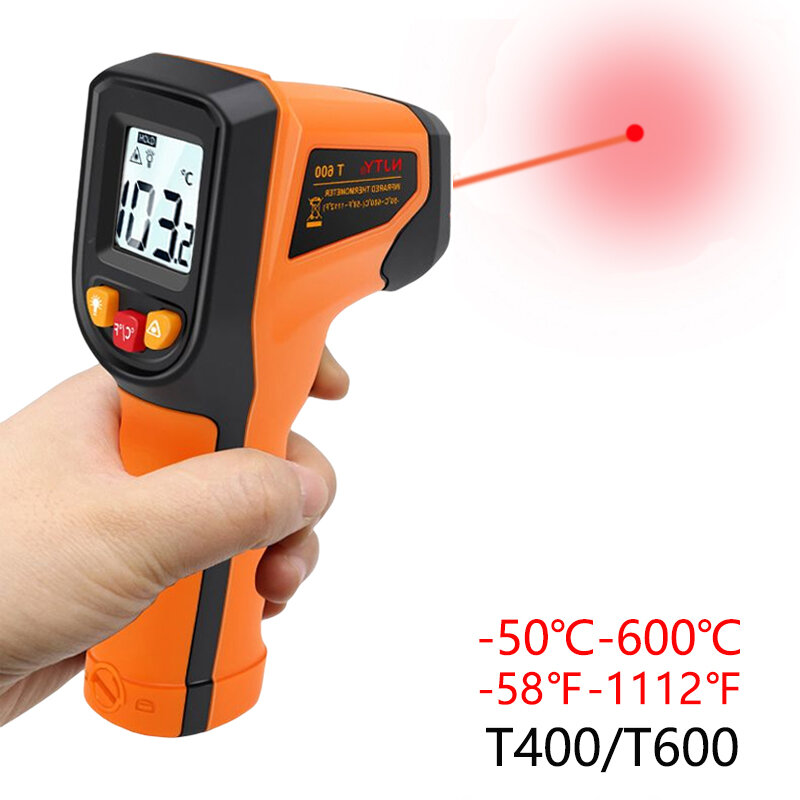 NJTY Thermomètre infrarouge numérique -50~600℃ Thermomètre laser Pyromètre pistolet à laser sans contact Mesureur de température jauge Outils