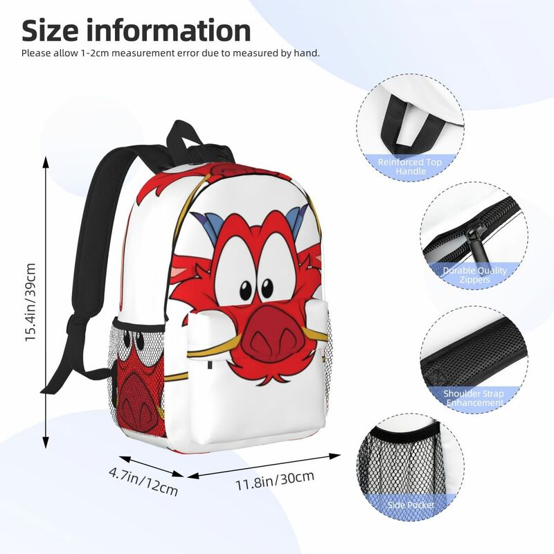 Mushu de Mulan (4) mochilas para niños y niñas, mochilas escolares de moda para estudiantes, mochila para portátil, bolso de hombro de gran capacidad