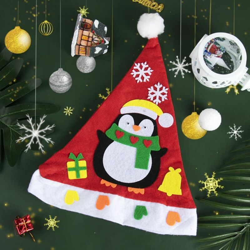 Non-woven Fabric Handmade Santa Hat Elk Kriss Kringle Kriss Kringle Hat Christmas Tree Penguin Kids Xmas Arts Hats Toddlers