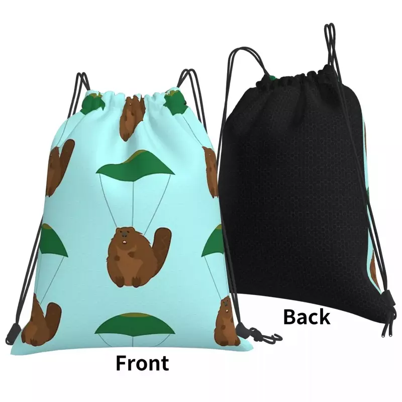 Parachuting Beaver Backpacks Multi-function Drawstring Bags Drawstring Bundle Pocket Shoes Bag Book Bags For Man Woman School