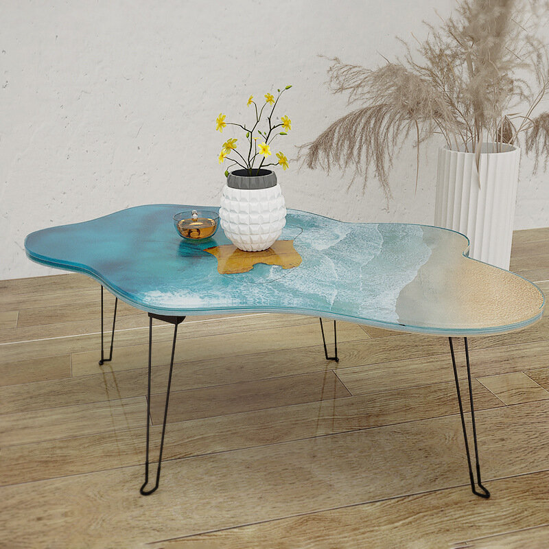 Molde de silicone retangular grande para decoração doméstica, grande mesa redonda, molde de resina epóxi cristal, fezes de fundição, artesanato, oceano, 60cm