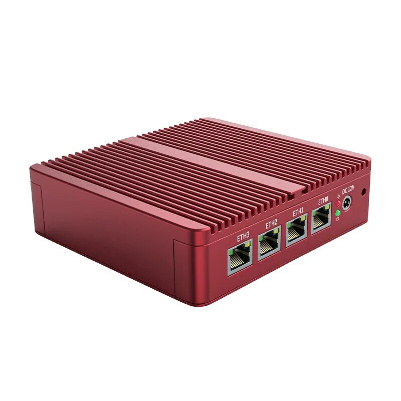BKHD Router morbido personalizzato commerciale G30 Red Celeron J4125 Firewall Fanless 4x 1G/2.5GbE MikrotikOS Pfsense OpenVPN Sophos FW