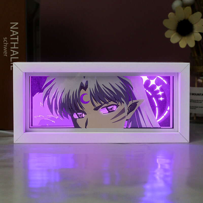 Caja de luz de Anime para niños, luz de noche 3D, Ojos de Anime, caja de sombra de corte de papel en capas, marco de Mdf, luces Led, lámpara de mesa, regalo de cumpleaños