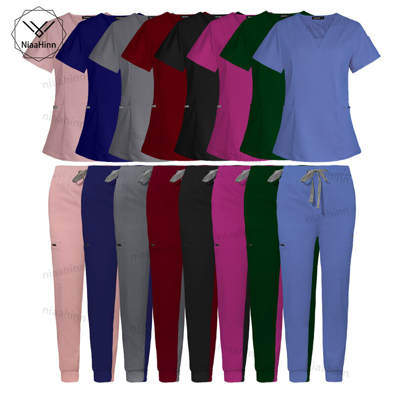 Niaahinn Scrub Hospital Uniform Medical Top Pants Nurse Uniform High Fashion Uniforms Nursing Scrubs Set Hot Sell Surgical Gowns