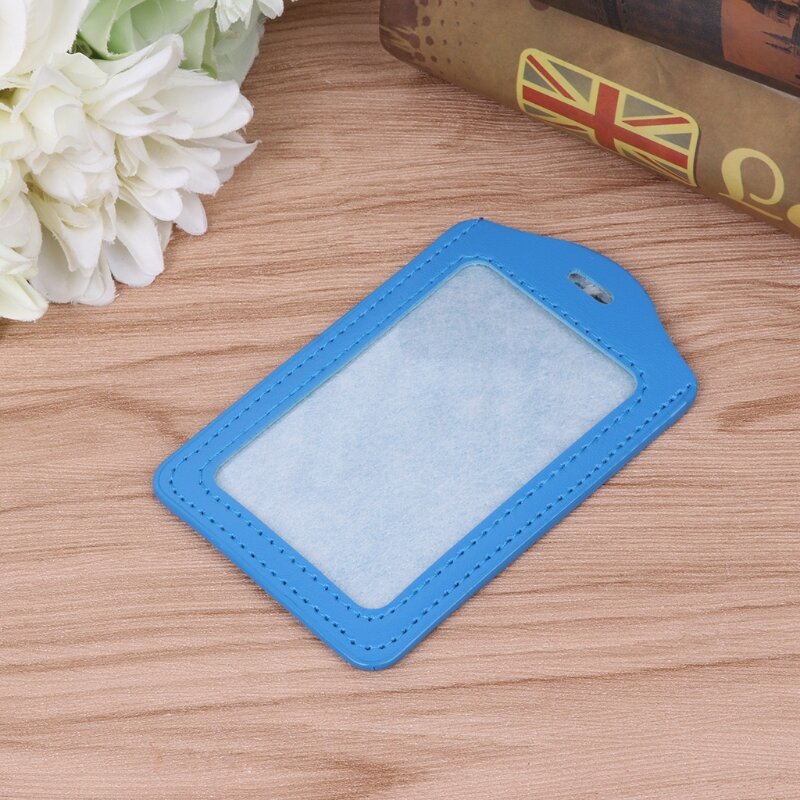 10 Colors ID Window Business Work Card Holder Leather Case Badge Vertical Type Drop Shipping