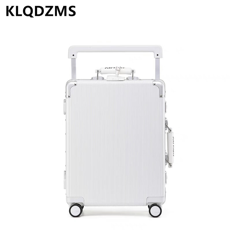 KLQDZMS 20 "24" 26 "28 Cal walizka na bagaż wysokiej wysokiej jakości aluminium biznesowa na kółkach etui uniwersalne kółko torba na pokład walizka