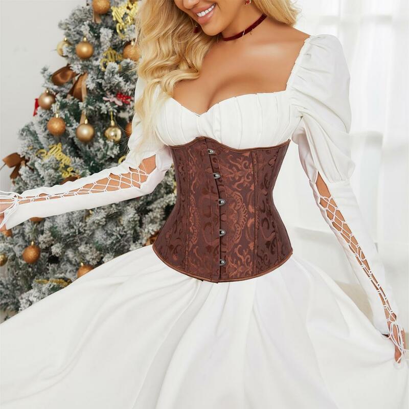 Corsetto sottoseno corsetto Bustier floreale con cinturino posteriore regolabile per le donne corpo Design Jacquard stile palazzo per Cosplay