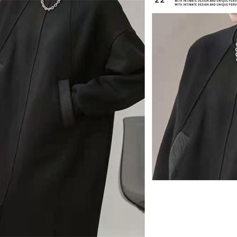 Robe pull longue noire pour femme, manteau éducatif, pull tendance, grande taille, printemps, automne, nouveau, 2024