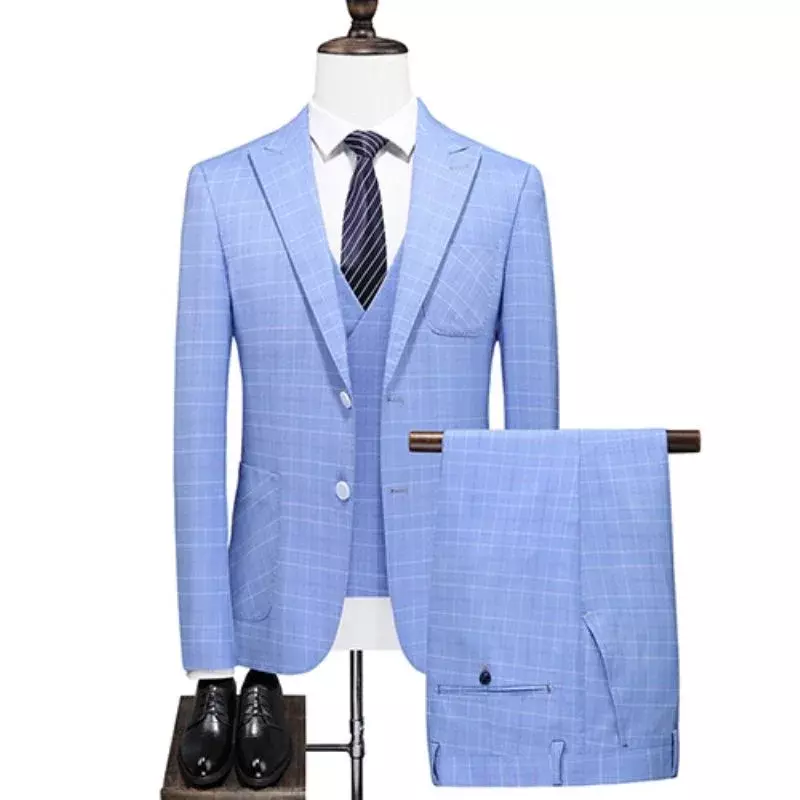 O313Winter Trendy Suit tre pezzi Slim Groom autunno abito da sposa