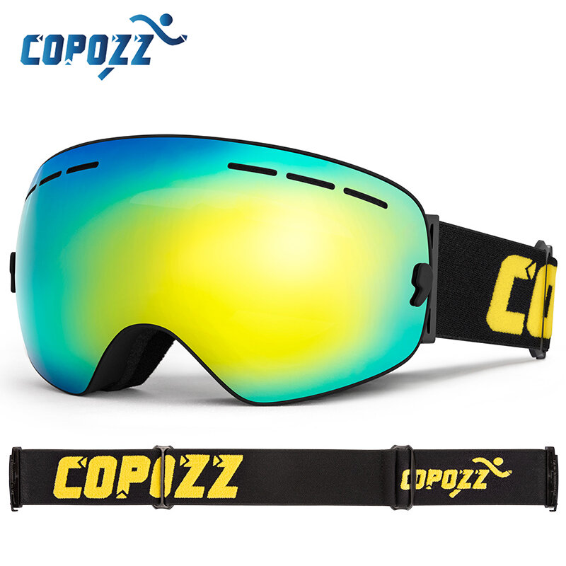 COPOZZ-Gafas de esquí para hombre y mujer, lentes de Snowboard, protección UV400, máscara de esquí antivaho
