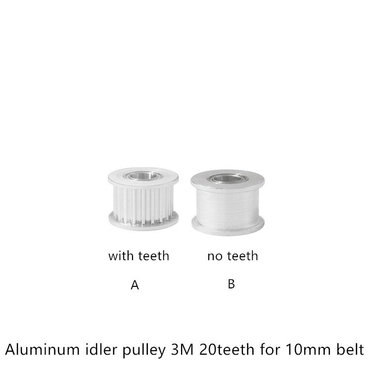 20 denti 3M tenditore tenditore foro 8mm con guida cuscinetto regolazione puleggia HTD3M