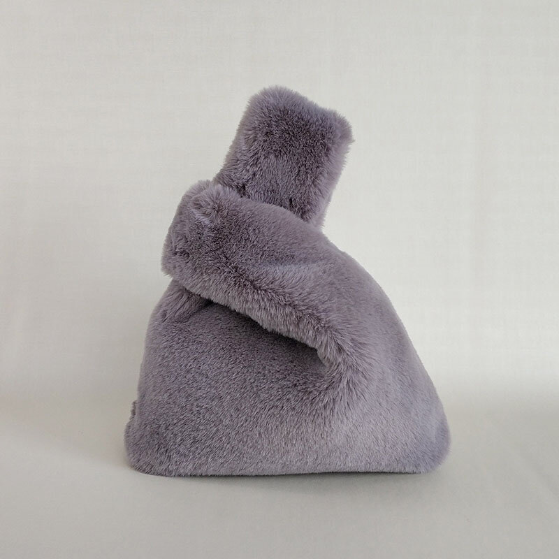 2023 New Winter Solid Color Underarm Bag Soft Plush Small Shoulder Bag Women's Warm Fluffy Imitation Mink Fur Handbag