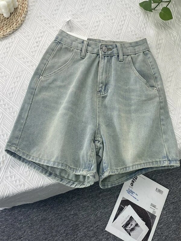 Shorts jeans femininos, shorts de vaqueiro Harajuku Y2k, mini jeans vintage coreano dos anos 90, streetwear anos 90, roupas de verão, 2023