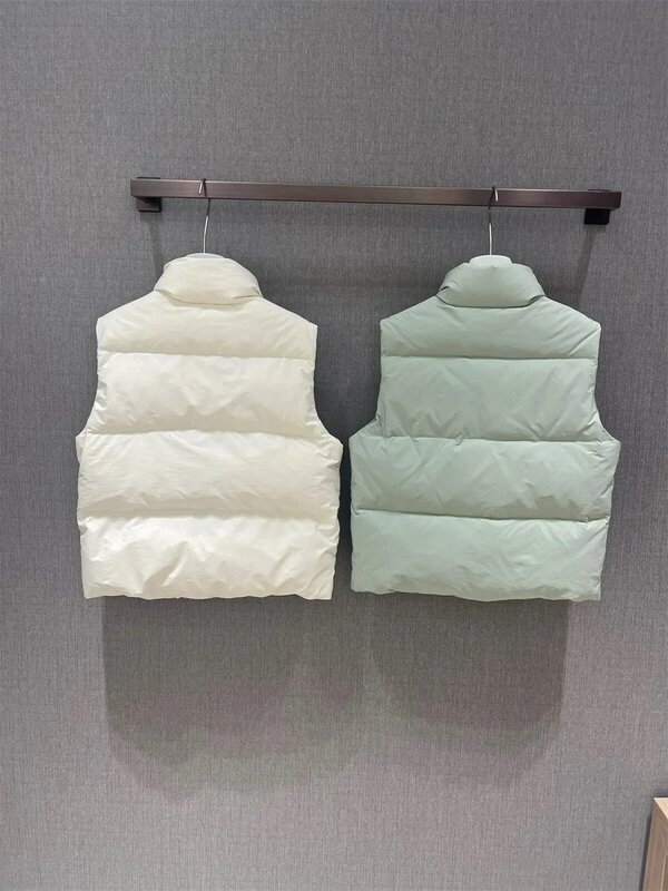 Gilet in piumino da donna 2023 nuovo autunno inverno catena di perline con cerniera colletto alla coreana giacca senza maniche Casual sottile semplice
