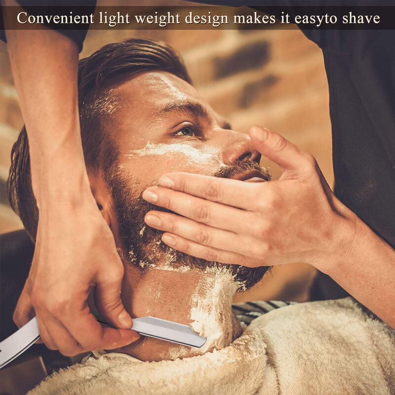Men Shaving Barber Stainless Steel Shaver Trimming Tools Hair and Blades Folding Shaving Knife Holder with 10pcs Shaving Blades