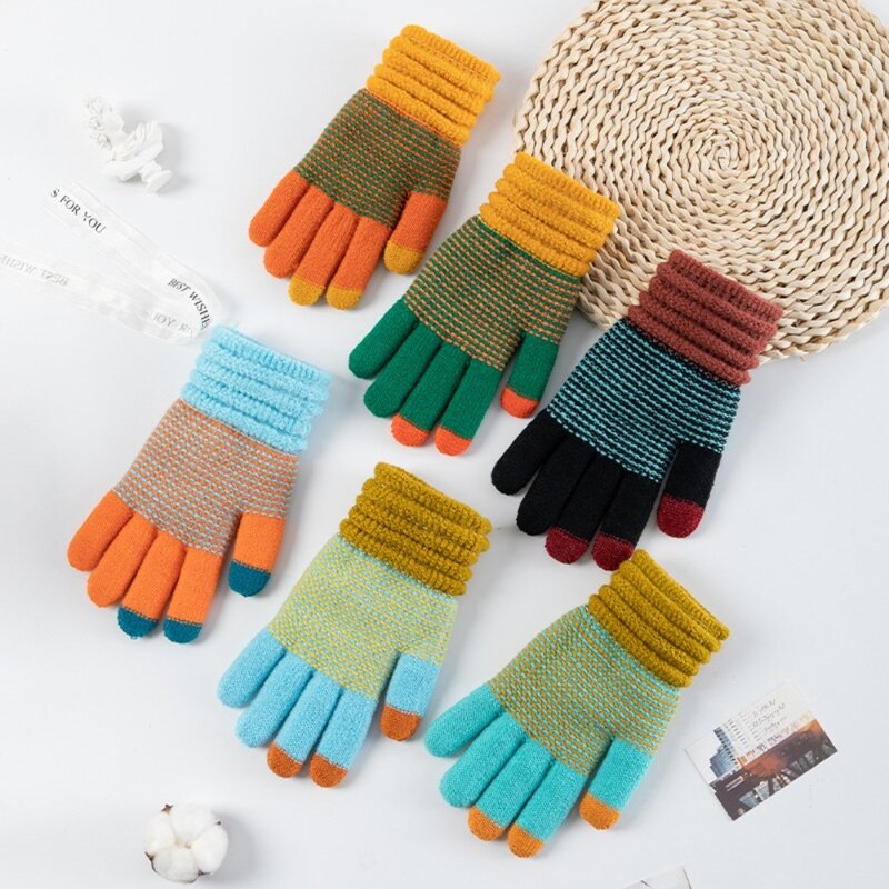 Вязаные перчатки для сенсорных экранов, мягкие утепленные сохраняющие тепло лыжные перчатки, женские перчатки для защиты от холода, женские перчатки