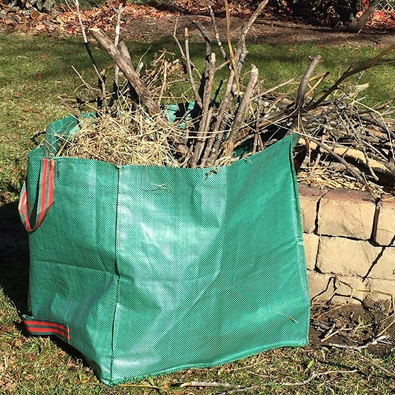 Садовый мешочек для мусора, многоразовая плетеная квадратная сумка из искусственного полипропилена, для больших улиц, газона, бассейна, листьев