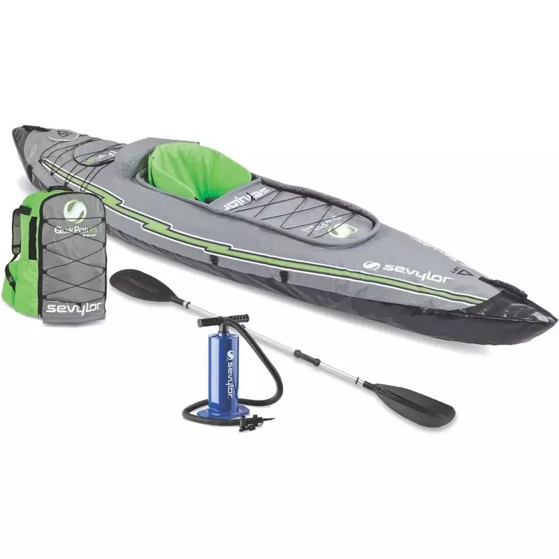Sevylor QuickPak K5 24 Gauge PVC Polyester 1 Person Inflatable Ski w/Hand Pump, Paddle, Double Lock Valves and Easy To Carry B