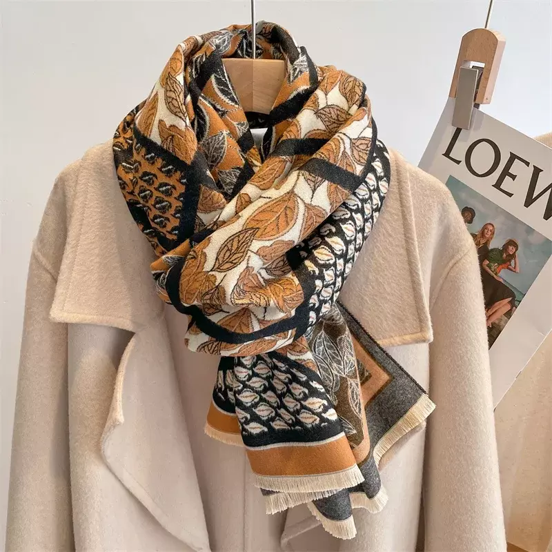الفاخرة العلامة التجارية سميكة بطانية وشاح للنساء تصميم الشتاء الدافئة أوشحة كشميرية شالات و يلتف الإناث باندانا Bufanda Echarpe