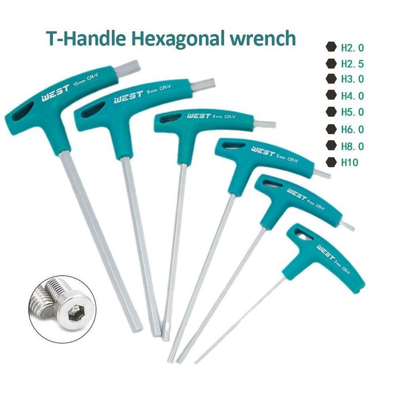 8pcs T-Handle Spanner Allen Key Hex Wrench Cr-v Alloy Flat Head Hexagon Universal Screwdriver Hand tool Universal Quick Snap Ada