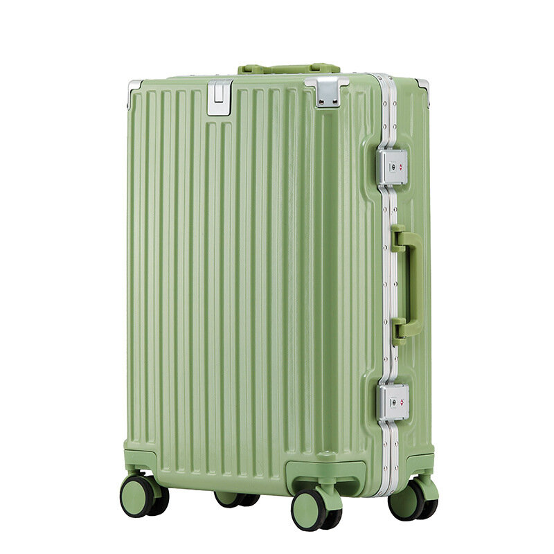 男性と女性のためのアルミニウムフレーム付きスーツケース,頑丈なキャビンケース,パスワード付きスーツケース,トラベルボード,26, 24インチ