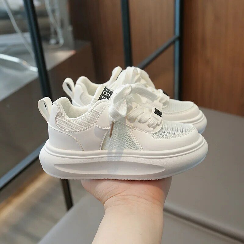 Zapatos blancos pequeños para niños y bebés, zapatillas deportivas de suela suave transparente para estudiantes