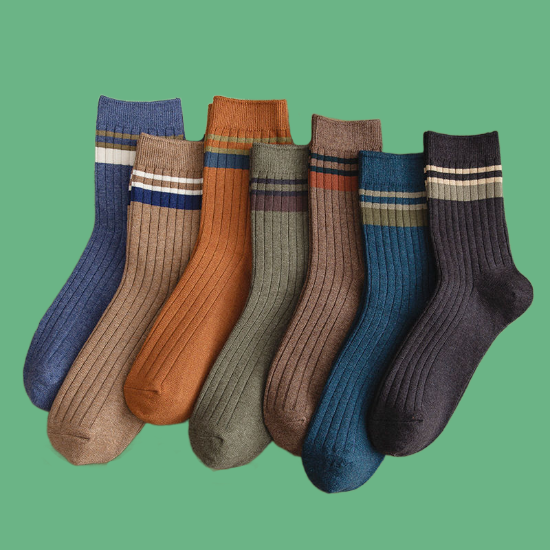 Meias longas de algodão listrado para homens, meias retrô respiráveis casuais, moda verão e outono, alta qualidade, 5 pares, 10 pares, 2024