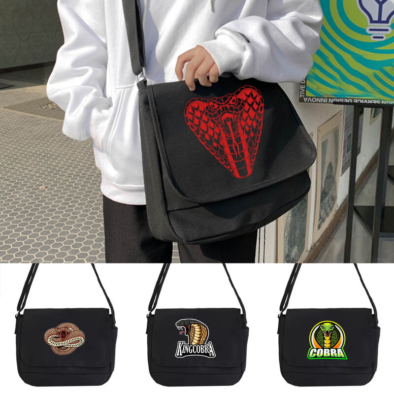 Messenger Bag Student Multi-function Messenger Bag Youth Leisure Harajuku College Style Portable One-shoulder Cobra Pattern Bags