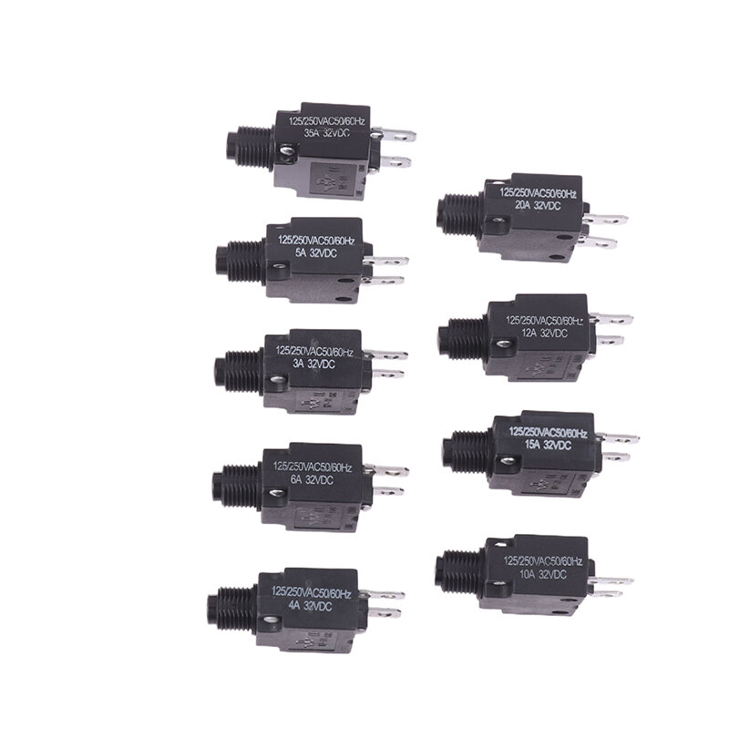 Disjoncteur à interrupteur thermique, protecteur de surcharge de courant, interrupteur de surcharge, 3A, 4A, 5A, Snap7A, 8A, 10A, 12A, 15A, 20A, 25A, 30A, 35A