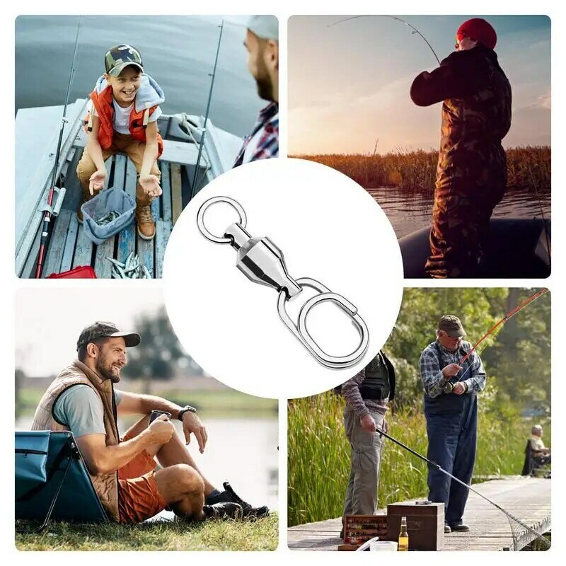 Aço inoxidável Swivel Pesca, Snap Ball Bearing, Split Ring, rolamento giratório, Carp Fishing Lure, Trolling Bait